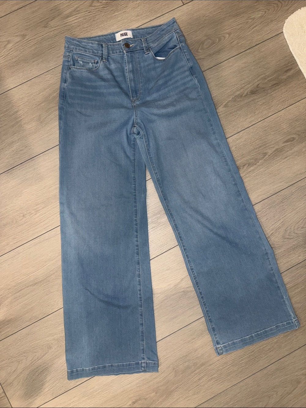 PAIGE Light Blue High-Rise Wide-Leg Jeans
